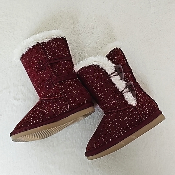 OLD NAVY | Burgundy Wine Sparkle Toggle Baby Winter Boots - Picture 6 of 6